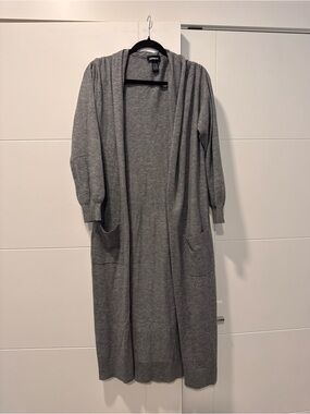 Express Gray Open-Front Knit Cardigan
